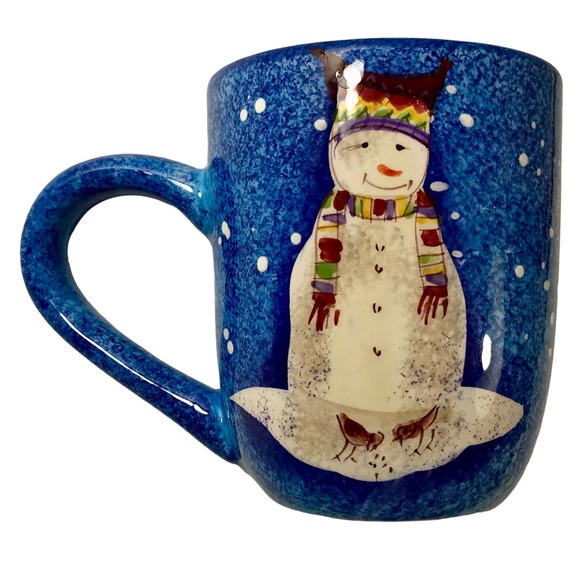 SAKURA SNOWMATES Snowman Blue Cocoa Coffee Mug by Debbie Taylor Kerman - Picture 4 of 12